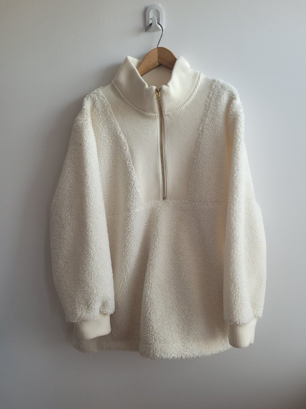 Land's End Sherpa Half-Zip Off-White Sweater-3X